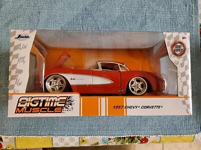 Jada Bigtime Muscle 1957 Chevy Corvette!!! Red With White Trim!!!31451 • $22