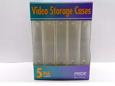 Pride VHS/BETA Video Storage Cases 5 Pack Clear New Old Stock • $6.99