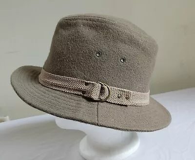 Vintage STETSON Wool Felt Fedora Hat Olive Safari Union Size Med Made In USA • $23.82