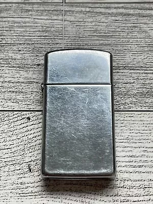 Zippo Lighter May 1990 E VI Slim Skinny Silver Lighter (DENT ON TOP NO SPARK) • $12.74