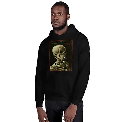 Skull Of A Skeleton Burning Cigarette Vincent Van Gogh Unisex Hoodie Sweatshirt • $57.95