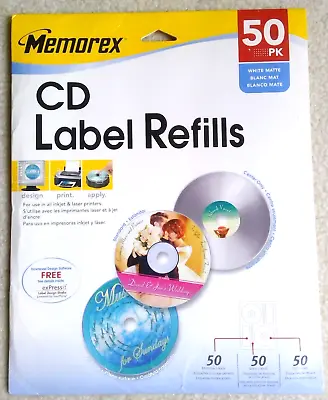 40x Memorex CD/DVD Label Refills White Matte - Inkjet Laser Label • $6.50