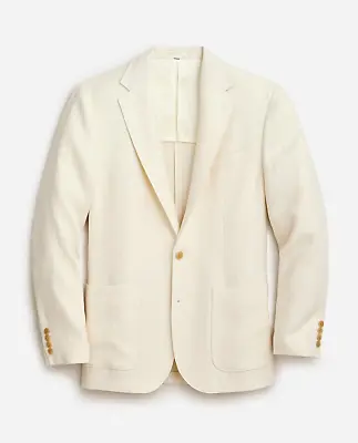 New J. Crew $498 Ivory Linen Twill Herringbone Crosby Classic Fit Blazer Sz 38s • $129.99