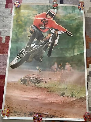 VTG 1972 Moto C-Z Rider Dirt Bike Motocross Poster 70s Motorcycle Racing AS IS • $34.99