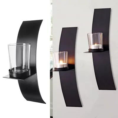 2X Wall Mounted Wall Candle Holders Metal Candlestick Stand Indoor Outdoor Decor • £9.95