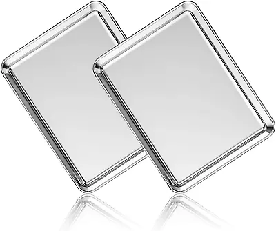 Stainless Steel Oven Pan Tray Baking Sheet Metal Non Toxic 12″ X 10″ - 2 Pack • $29.99