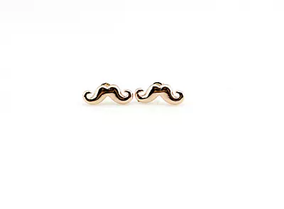 Fashion Trendy Tiny Rose Gold Mustache Stud Earrings • $7.99