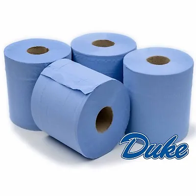 6 Pack Office Workshop Blue Hand Towels Rolls 2 Ply Centre Feed Rolls Wipes • £12.64