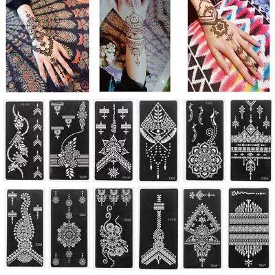 Large Henna Stencils Hand Mehndi Art Template India Lace Body Temporary Tattoos • £2.38