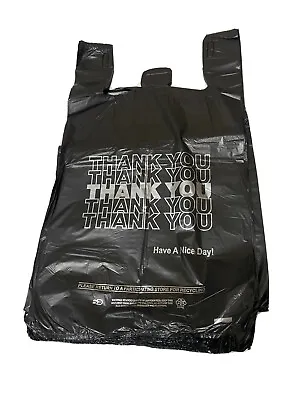 Bags 1/6 Black 21 X 6.5 X 11.5  Thank You  T-Shirt Plastic Grocery Shopping Bags • $62.99