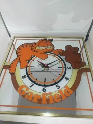 Garfield Pookie Mirror Wall Clock Vintage Rare Used Very Good From Japan • $273.70