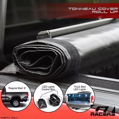 For 2016-2023 Tacoma 6 Ft Bed Lo Pro Roll Up Lock Tonneau Cover W/Velcro V2+LED • $201