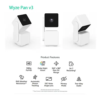 Wyze Cam Pan V3 Indoor/Outdoor Security Camera 1080p English Version From China • $54.99