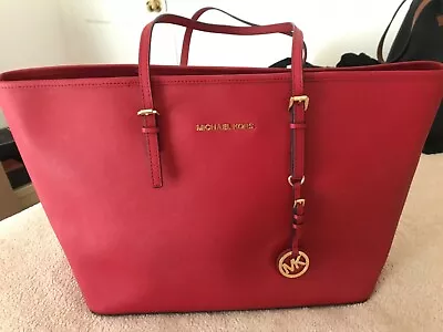 Michael Kors Red Jet Set Travel Tote Handbag • $55