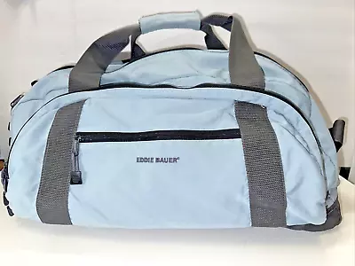 Eddie Bauer Light Blue Canvas Duffel Bag 22” Shoulder Strap And Handles • $29.48