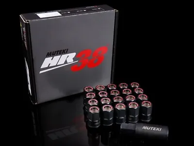 Muteki HR38 Open End 38mm Lug  Nuts 12x1.50 Black With Red Ring HR3806BR • $119.99