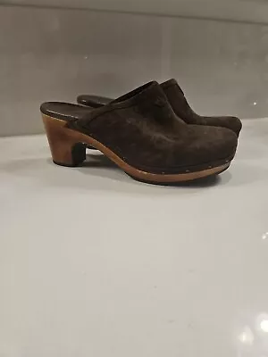 UGG Clog Mule Platform Shoes Leather Sheepskin Lined Studded Brown Womens SZ 7 • $29.99