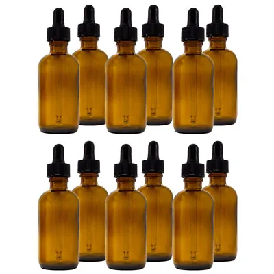 2 Oz Amber Glass Bottle W/ Glass Dropper - Multi-packs • $8.99