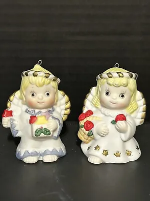 80s GIFTCO Christmas Angel Bell Figurine Ornaments Boy & Girl Vintage • $14.40