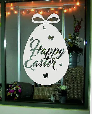 Happy Easter Egg Shop Window Display Sticker Retail Bunny Decal Vinyl Removable • £18.28