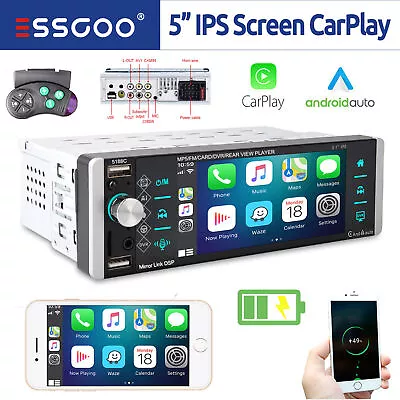 ESSGOO Single 1 DIN Car Stereo FM Radio Bluetooth Apple CarPlay/Android Auto USB • $92.39