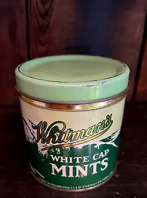 Vintage Whitman's White Cap Mints Candy Empty Tin 1/2 LB. Philadelphia PA. 3.5” • $15.95