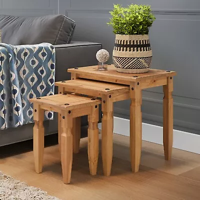 Corona Nest Of Tables Piccolo Mexican Solid Pine Side End By Mercers Furniture® • £38.99