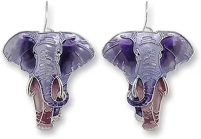 Zarah Linda Bolhuis Elephant Enameled Silver Plated Wire Earrings • $29.99
