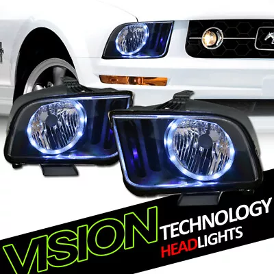 Black Housing LED Halo Angel Eyes Headlights Headlamps Nb For 05-09 Ford Mustang • $86