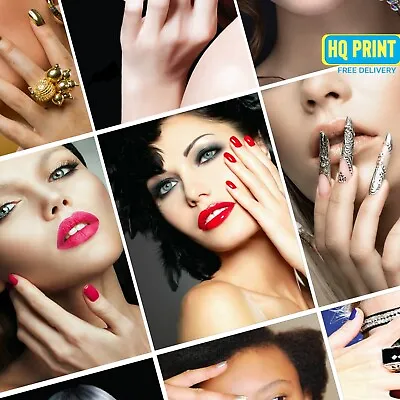Salon Spa Posters Nail Manicure Beauty Posters Hairdressers Make Up Print A5-A1 • £19.99