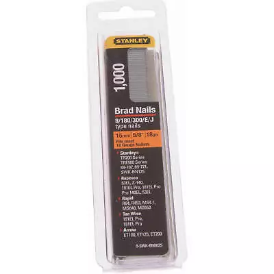£8.95 • Buy Stanley 18 Gauge Brad Nails 15mm Pack Of 1000