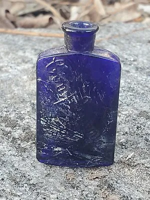 Vintage Cobalt Blue Embossed Complimentary Bottle • $9