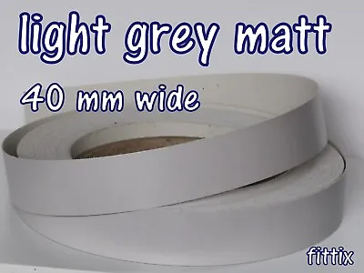 40 Mm Wide  Melamine Pre Glued Iron On Edging Tape/Edge Banding Light Grey Matt • £7.99