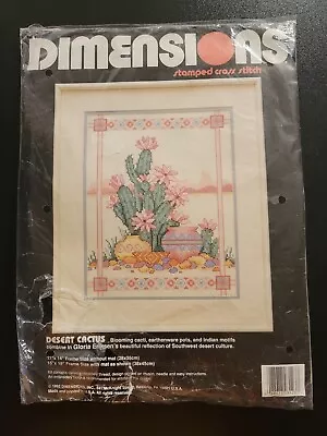 Vintage 1992 Dimensions  Desert Cactus  Stamped Cross Stitch Kit #3123 - Started • $7