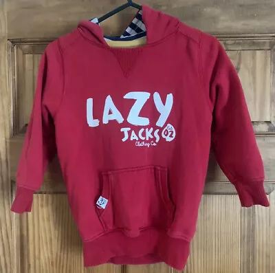 Lazy Jacks Red Boys Red 100% Cotton Hoodie -Size 3-4 Years • £3.99