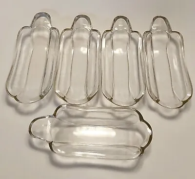 Vintage Indiana Clear Heavy Glass Banana Split Boats/Hot Dog Dishes Lot Of 5 • $22