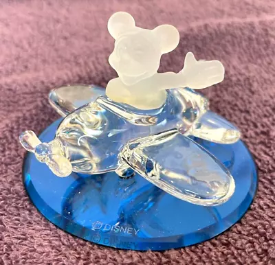 Mickey Mouse Plane Crazy Glass Figure On Blue Mirror Base - New A Rare Find! • $110