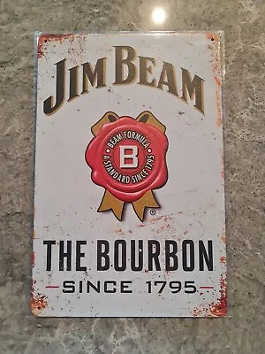 $12.99 • Buy JIM BEAM Rustic Metal Sign Vintage Tin Shed Garage  Bar Man Cave Wall Plaque
