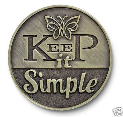 Antiqued Bronze  Keep It Simple  AA/NA/12 Step Recovery Program Coin /Token/Chip • $6.99