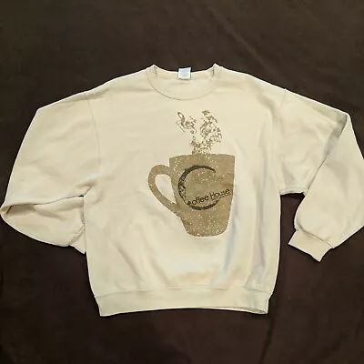 Coffee House Tan Brown Sweatshirt Size L Large JERZEES NuBlend • $19.49