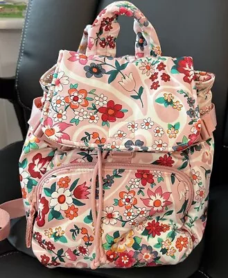 Vera Bradley Utility Backpack Floral Blossoms  Drawstring Top Buckle Zip Pocket • $40