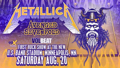 Metallica / Avenged Sevenfold / Volbeat 2016 Minneapolis Concert Tour Poster • $19.19