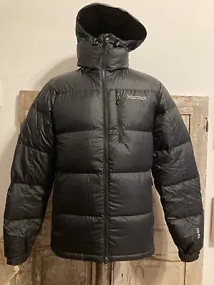 Marmot Guides Down Hoody 700 Fill Black Puffer Jacket Men’s S Goose Down Coat • $99.99