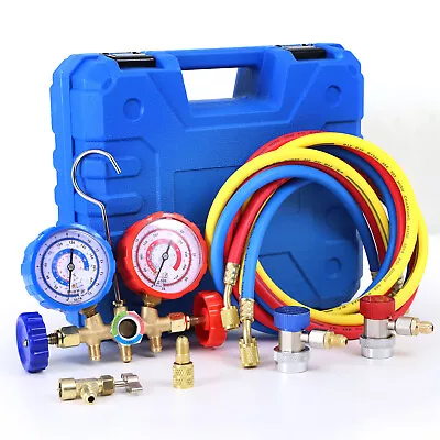 Car AC Manifold Gauge Set Automotive Air Conditioning Diagnostic AC Recharge Kit • $42.97