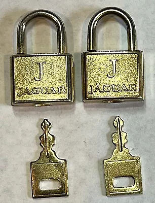 2 Jaguar Padlock With 2 Keys -- Miniature Locks -- Suitcase Lock -- Goldtone • $14.95