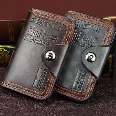 $13.96 • Buy Men Wallet Leather Short Male Purse With Coin Pocket Card Holder Trifold Wallet-