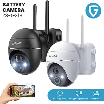 IeGeek 2K Wireless Security Camera Outdoor WiFi Home Battery CCTV Camera 360°PTZ • $19.99