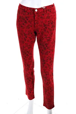 MiH Jeans Womens Floral Ellsworth High Rise Skinny Jeans Red Denim Size 28 • $34.01