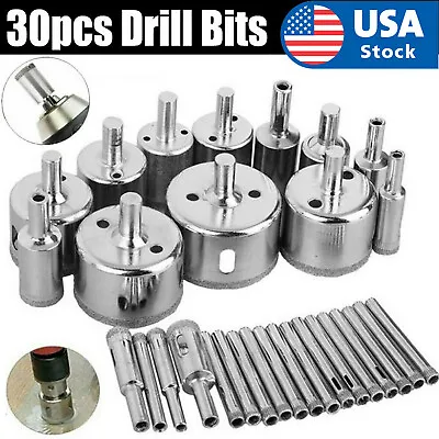 30pc Diamond Hole Saw Drill Bit Set Maker Cutter Glass Ceramic Tile Porcelain • $13.90