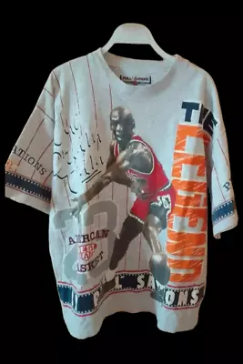 Vintage 90s The Legend Michael Jordan All Over Print Mens T-shirt • £78